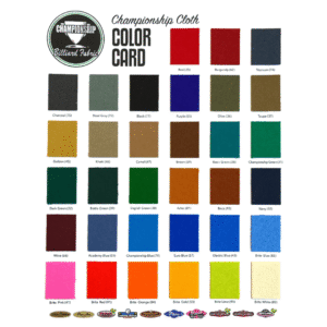 North Coast Pool Tables Championship Billiards Felt Color Chart